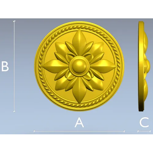 Regal Fleur Rosette - decorative round rosette STL for CNC milling