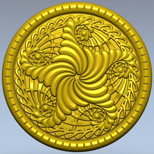 Spiral Acanthus Rosette STL 3D model for CNC
