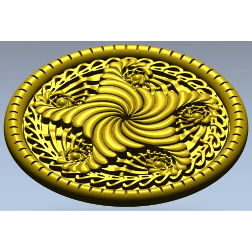 Spiral Acanthus Rosette STL 3D model for CNC