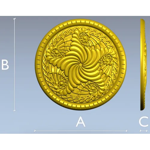 Spiral Acanthus Rosette STL 3D model for CNC