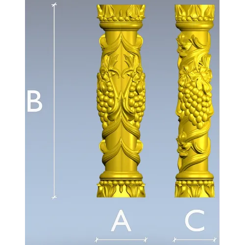 Grapevine Carved Baluster - STL 3D Model for CNC