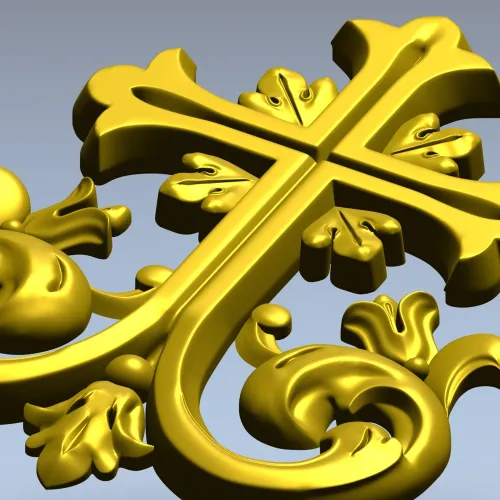 Декоративная 3D модель креста с акантом - STL для ЧПУ