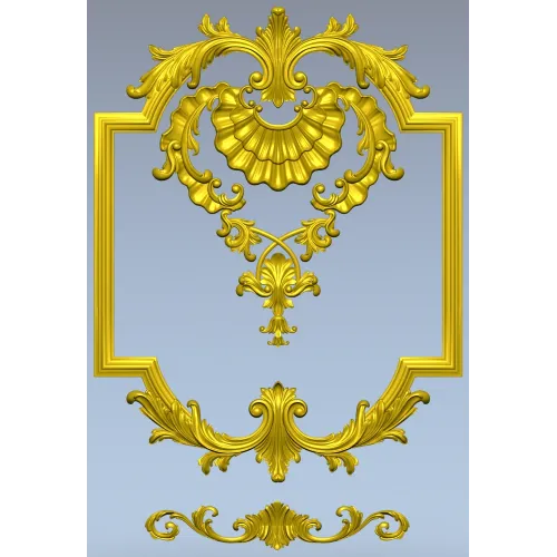 Baroque Shell Cartouche STL 3D model for CNC milling
