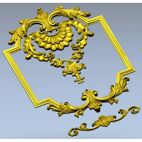 Baroque Shell Cartouche STL 3D model for CNC milling