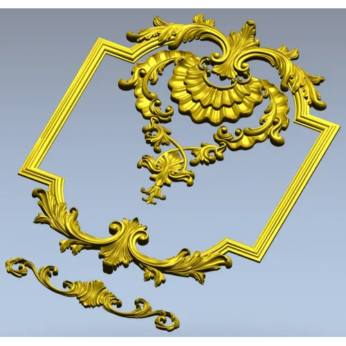 Baroque Shell Cartouche STL 3D model for CNC milling
