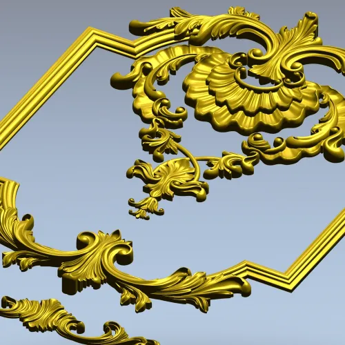 Baroque Shell Cartouche STL 3D model for CNC milling