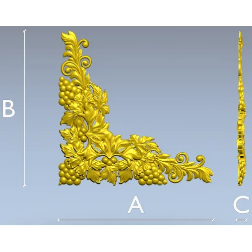 Rococo Grapevine Corner STL - 3D Model for CNC Milling