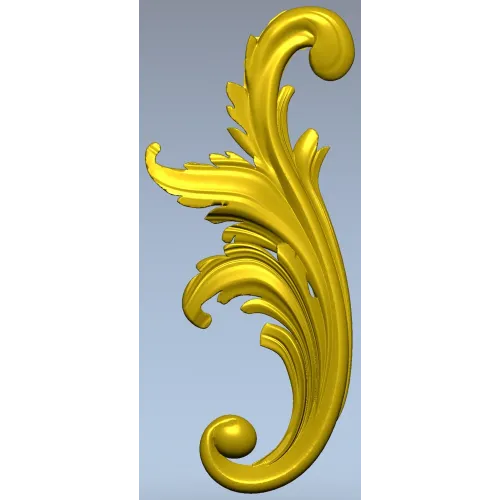 Acanthus Scroll STL - High-Relief Decorative Applique for CNC