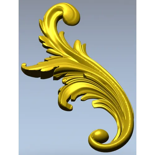 Acanthus Scroll STL - High-Relief Decorative Applique for CNC