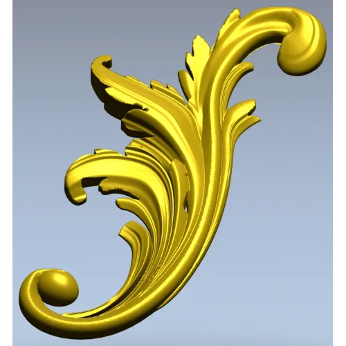 Acanthus Scroll STL - High-Relief Decorative Applique for CNC