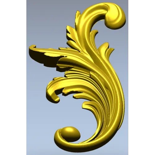 Acanthus Scroll STL - High-Relief Decorative Applique for CNC