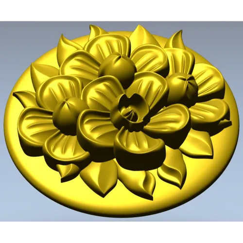 Круглая розетка "Цветочный рельеф" - 3D модель STL для ЧПУ