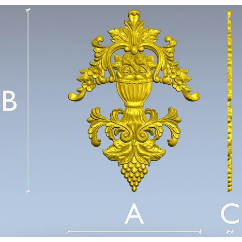 Baroque Vase Relief - STL 3D model for CNC decorative carving