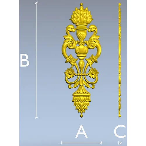 Pompadour Acanthus Applique - STL 3D model for CNC