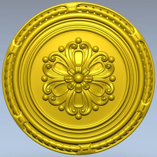 Round Floral Rosette STL - Decorative CNC Medallion
