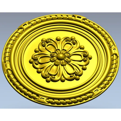 Round Floral Rosette STL - Decorative CNC Medallion