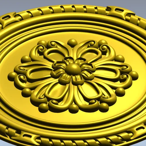 Round Floral Rosette STL - Decorative CNC Medallion