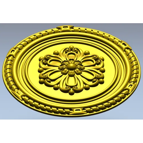 Round Floral Rosette STL - Decorative CNC Medallion