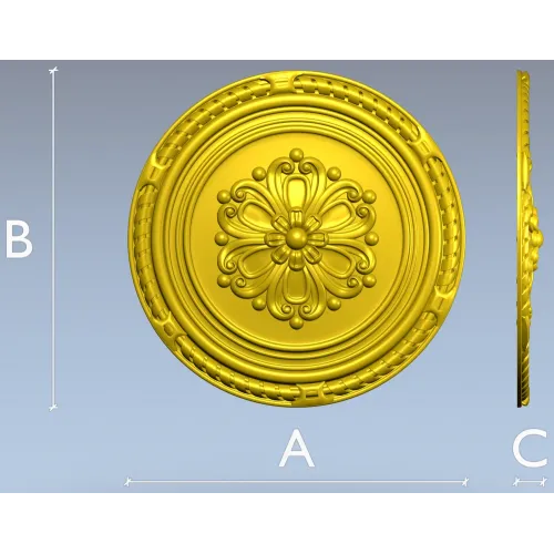 Round Floral Rosette STL - Decorative CNC Medallion