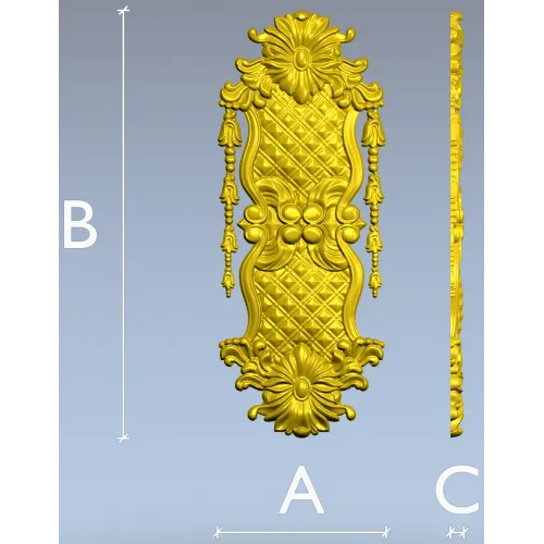 Барочный вертикальный картуш STL - 3D модель для ЧПУ