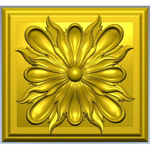 Square Floral Rosette STL for CNC