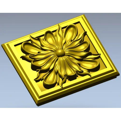 Square Floral Rosette STL for CNC