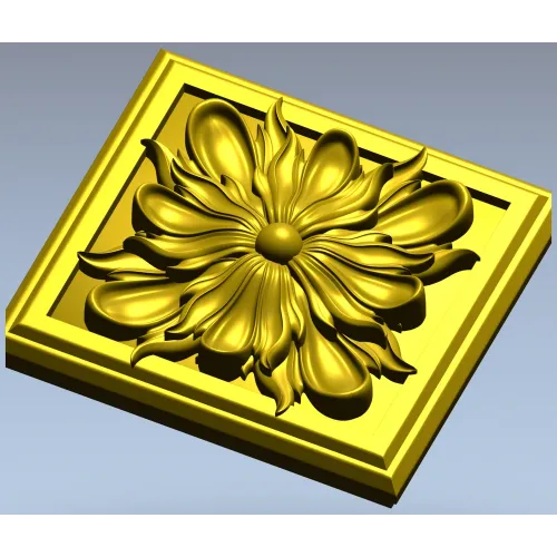 Square Floral Rosette STL for CNC