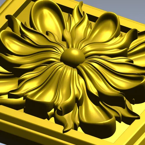 Square Floral Rosette STL for CNC