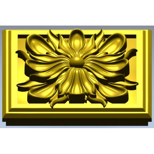 Square Floral Rosette STL for CNC