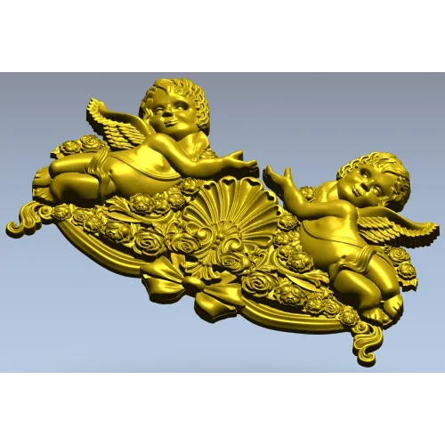 Baroque Cherub Cartouche STL for CNC carving