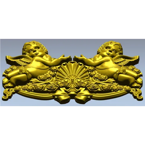 Baroque Cherub Cartouche STL for CNC carving