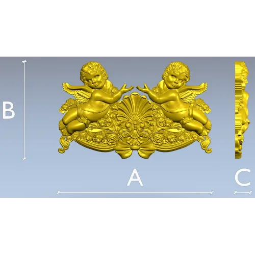 Baroque Cherub Cartouche STL for CNC carving