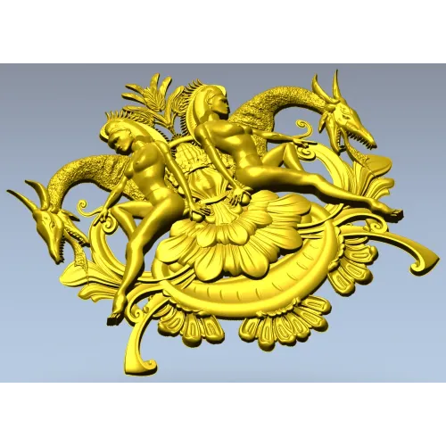 Картуш с нимфами и рогатыми зверями - 3D модель STL для ЧПУ
