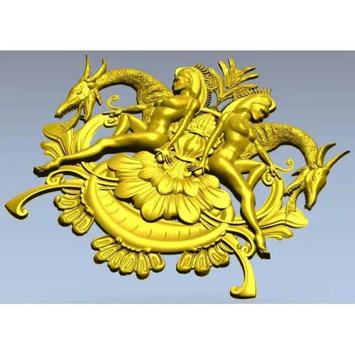Картуш с нимфами и рогатыми зверями - 3D модель STL для ЧПУ