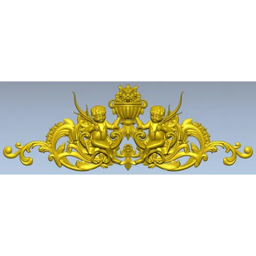 Cherubic Acanthus Cartouche STL for CNC