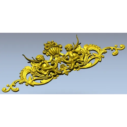 Cherubic Acanthus Cartouche STL for CNC