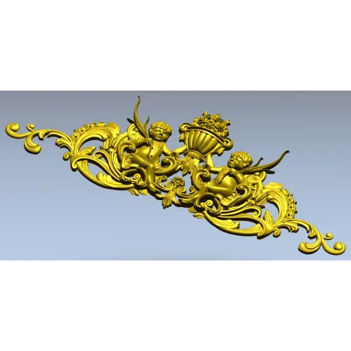 Cherubic Acanthus Cartouche STL for CNC