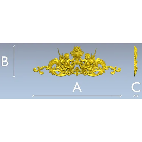 Cherubic Acanthus Cartouche STL for CNC