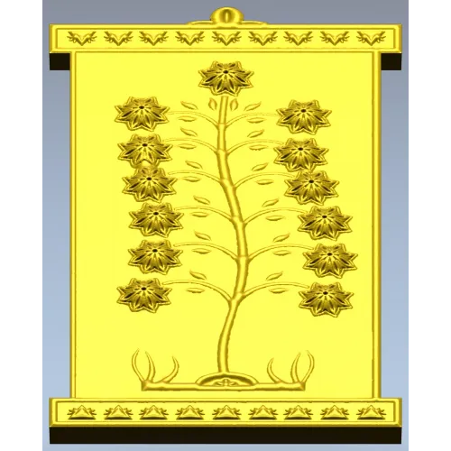 Decorative Tree Panel - STL 3D model for CNC carving