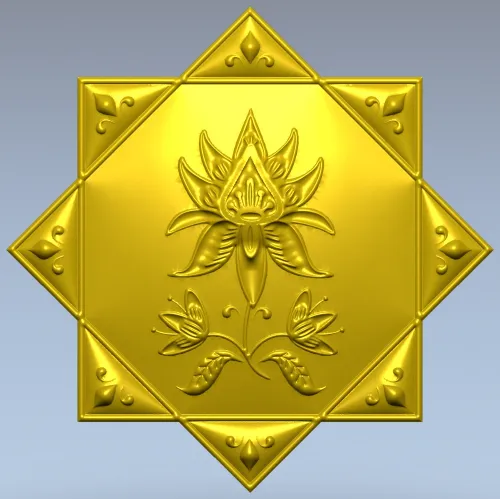 Lotus Star Rosette - STL 3D model for CNC routing