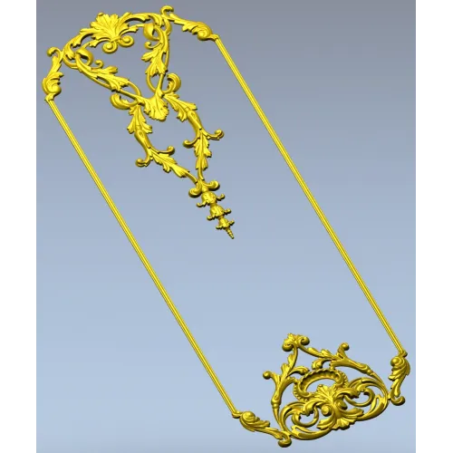 Вертикальная декоративная панель в стиле рококо - 3D модель STL для ЧПУ