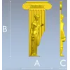 Ionic Caryatid Pilaster STL for CNC Carving