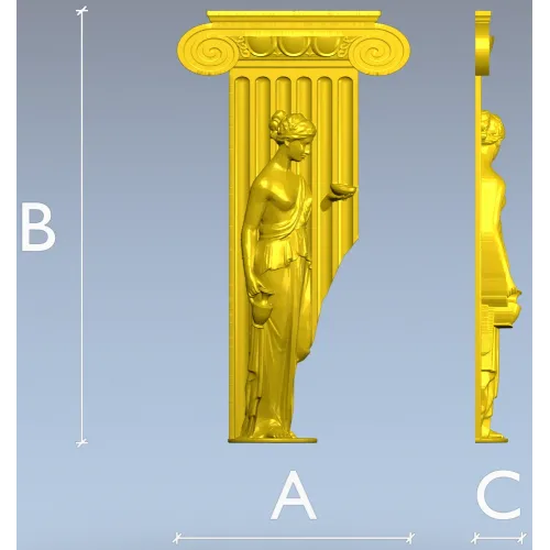 Ionic Caryatid Pilaster STL for CNC Carving