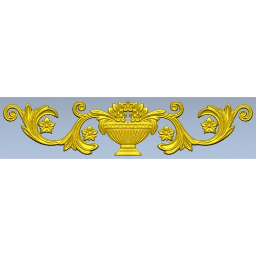 Декоративный картуш с урной и акантовыми завитками - STL для ЧПУ