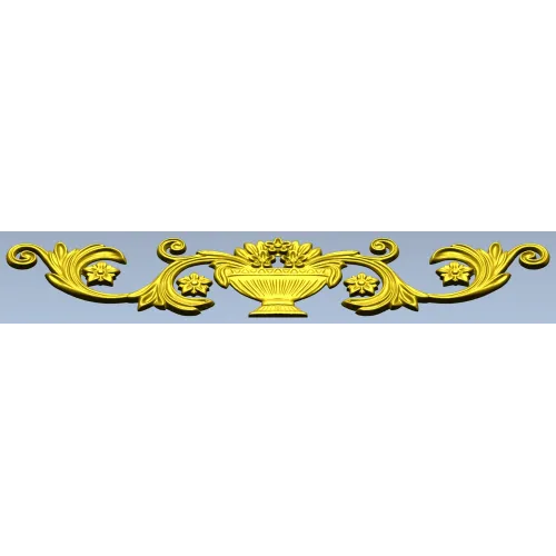 Декоративный картуш с урной и акантовыми завитками - STL для ЧПУ