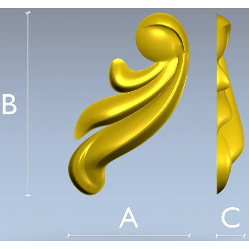 Acanthus Corner Ornament STL - High-Relief 3D Model for CNC