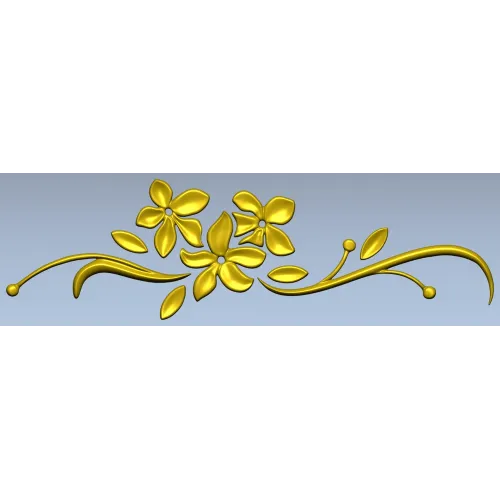 Floral Swag STL Model for CNC - Elegant Low-Relief Flower Ornament