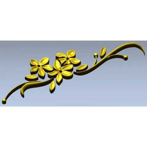 Floral Swag STL Model for CNC - Elegant Low-Relief Flower Ornament