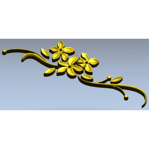 Floral Swag STL Model for CNC - Elegant Low-Relief Flower Ornament