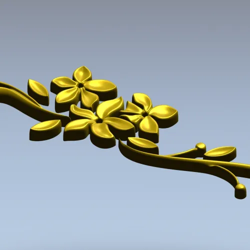 Floral Swag STL Model for CNC - Elegant Low-Relief Flower Ornament